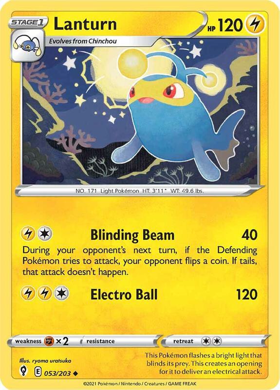 Lanturn Pokemon card from SWSH07: Evolving Skies