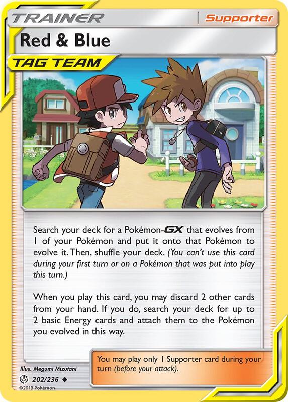 Red & Blue Pokemon card from SM - Cosmic Eclipse
