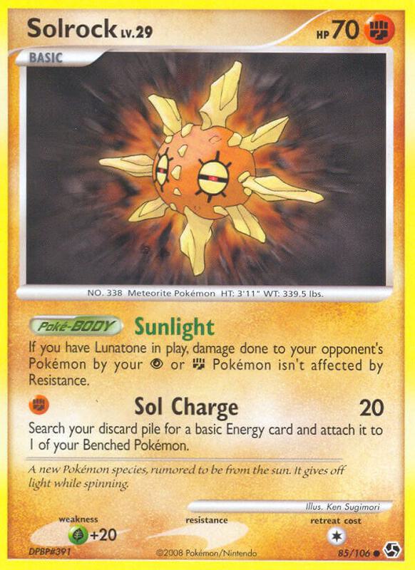 Solrock Pokemon card from Great Encounters