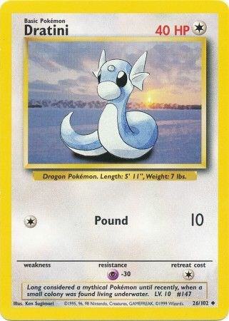 Dratini Pokemon card from Base Set