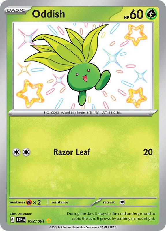 Oddish Pokemon card from SV: Paldean Fates