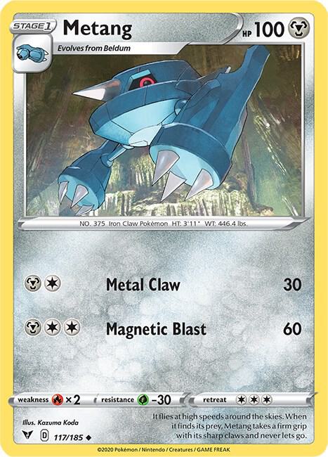 Metang Pokemon card from SWSH04: Vivid Voltage