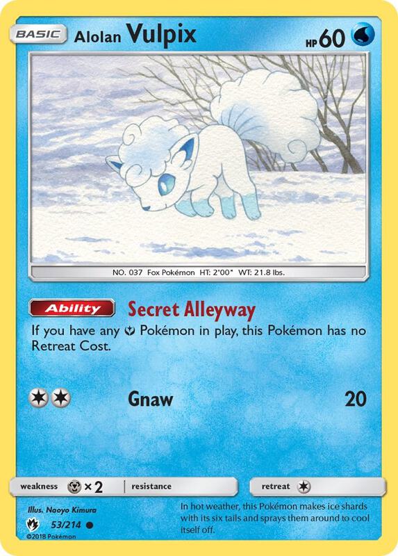 Alolan Vulpix Pokemon card from SM - Lost Thunder