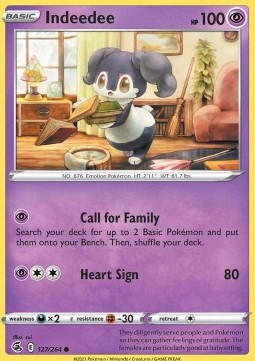 Indeedee Pokemon card from Fusion Strike