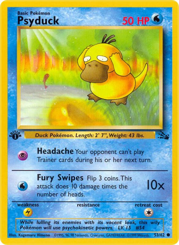 Psyduck Pokemon card from Fossil