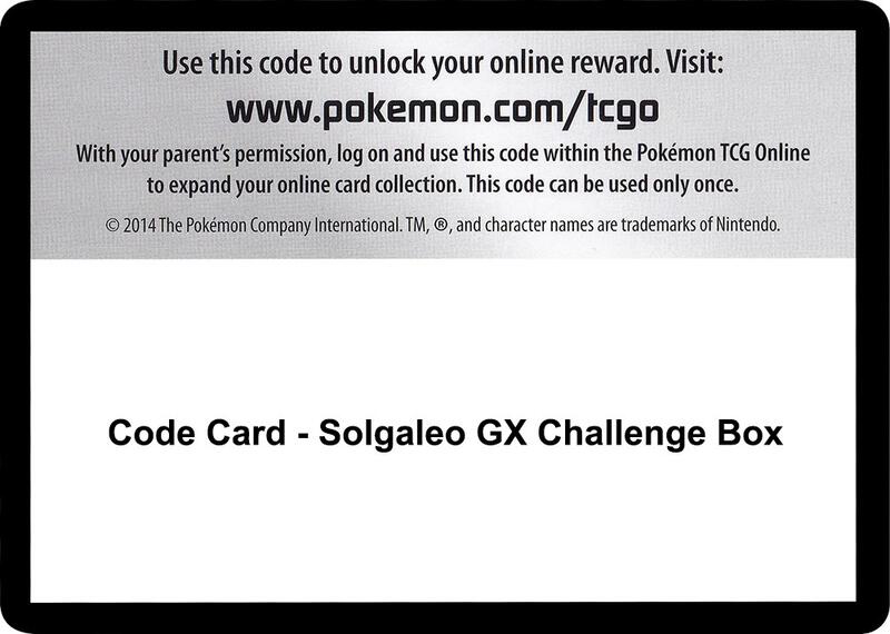 Code Card - Solgaleo GX Challenge Box Pokemon card from SM - Celestial Storm