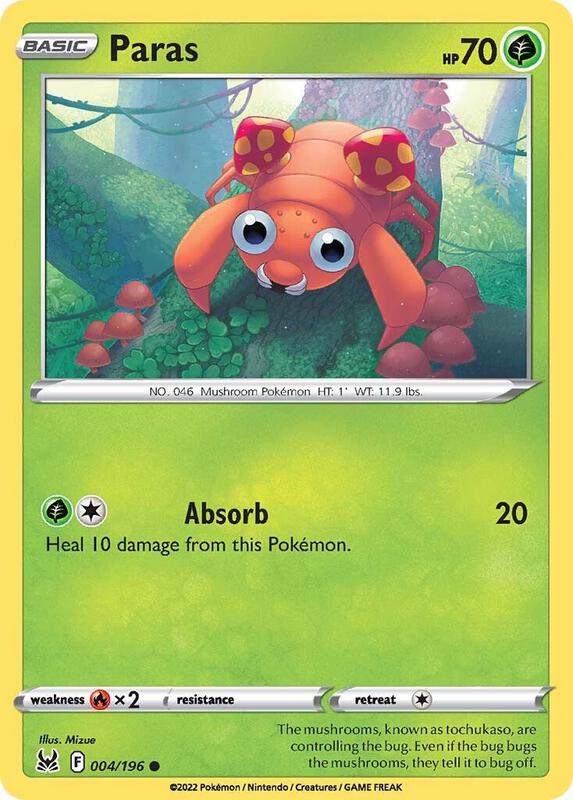 Paras Pokemon card from SWSH11: Lost