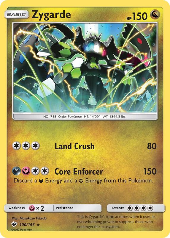 Zygarde Pokemon card from SM - Burning Shadows