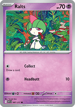 Ralts Pokemon card from Ascended Heroes