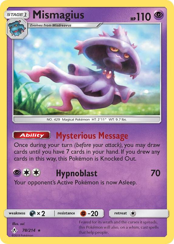Mismagius Pokemon card from SM - Unbroken Bonds