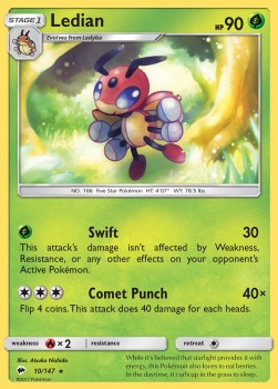 Ledian Pokemon card from Burning Shadows