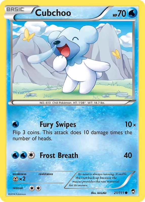 Cubchoo Pokemon card from XY - Furious Fists