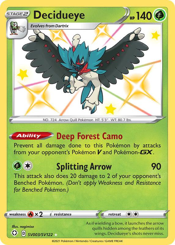 Decidueye Pokemon card from Shining Fates: Shiny Vault