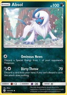 Absol Pokemon card from Cosmic Eclipse
