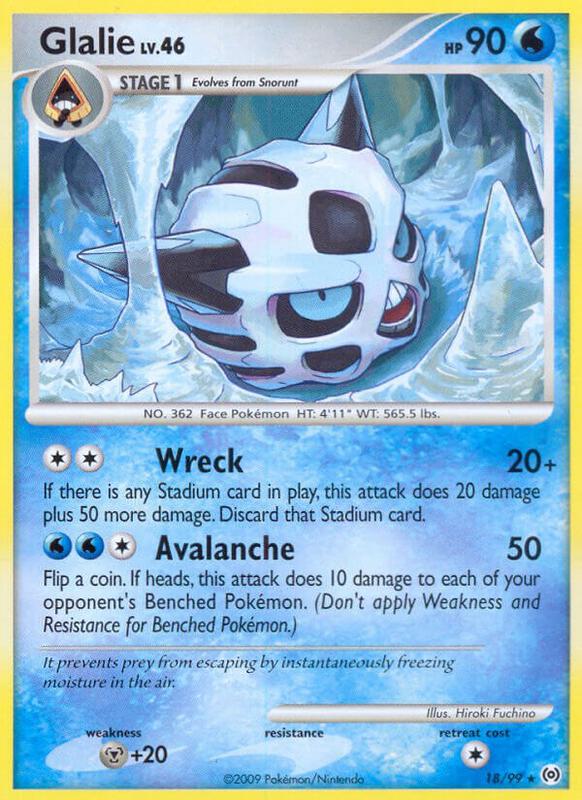 Glalie Pokemon card from Arceus