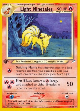 Light Ninetales Pokemon card from Neo Destiny