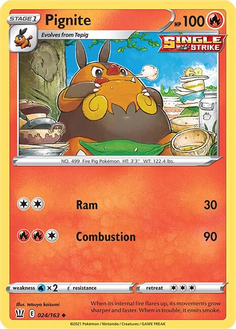 Pignite Pokemon card from SWSH05: Battle