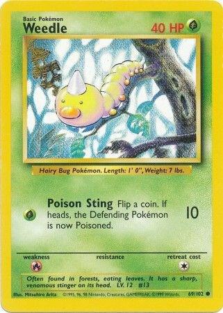 Weedle Pokemon card from Base Set