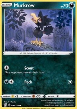 Murkrow Pokemon card from Battle Styles
