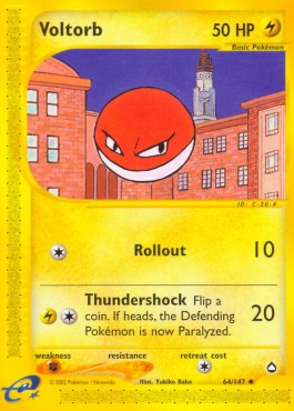 Voltorb (Holo) Pokemon card from Aquapolis