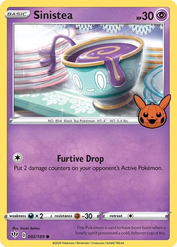 Sinistea Pokemon card from Trick or Trade BOOster Bundle