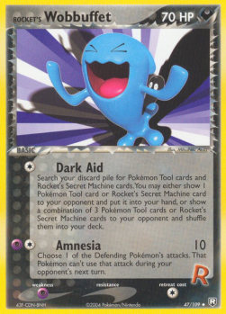 Rocket's Wobbuffet Pokemon card from EX Team Rocket Returns