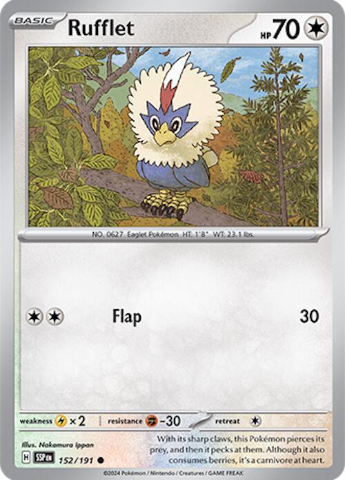 Rufflet Pokemon card from SV08: Surging Sparks