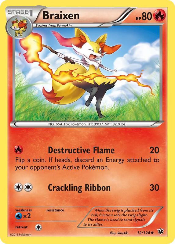 Braixen Pokemon card from XY - Fates Collide