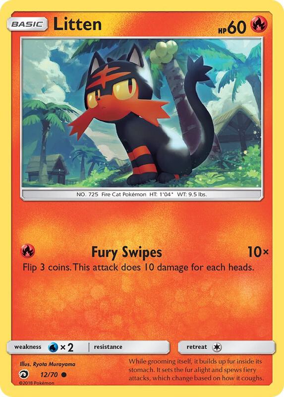 Litten Pokemon card from Dragon Majesty