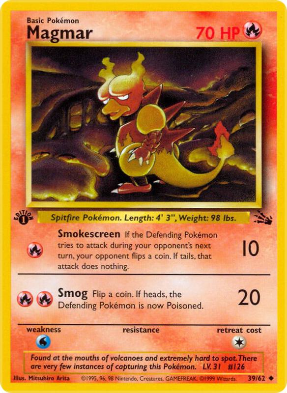 Magmar Pokemon card from Fossil
