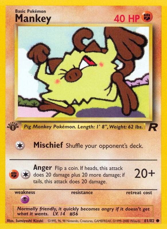 Mankey Pokemon card from Team Rocket