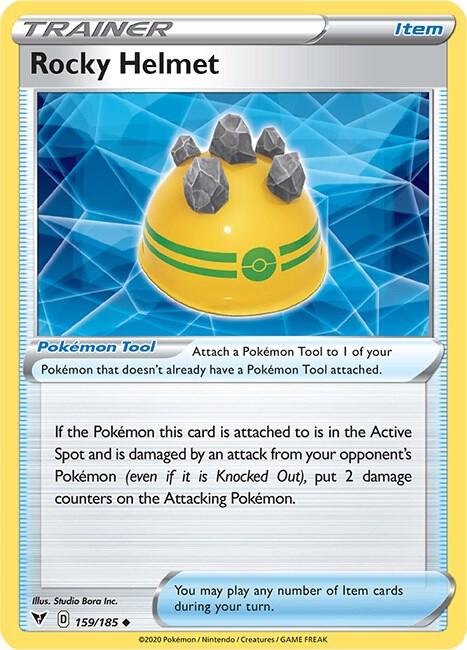 Rocky Helmet Pokemon card from SWSH04: Vivid