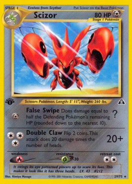 Scizor Pokemon card from Neo Discovery