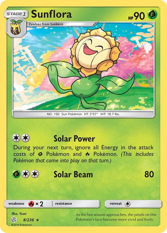 Sunflora Pokemon card from SM - Cosmic Eclipse