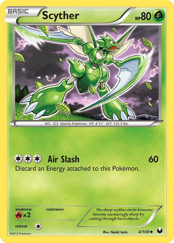 Scyther Pokemon card from Dark Explorers