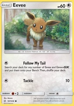 Eevee Pokemon card from Cosmic Eclipse