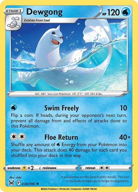 Dewgong Pokemon card from SWSH11: Lost Origin