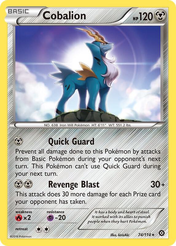 Cobalion Pokemon card from XY - Steam Siege