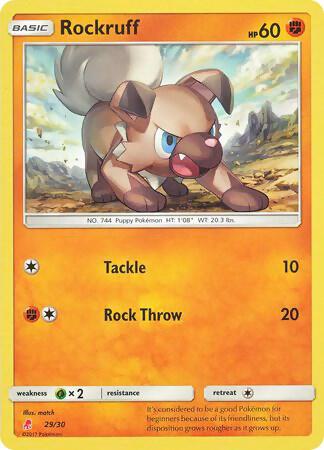 Rockruff (#29) Pokemon card from SM Trainer Kit: Lycanroc & Alolan Raichu