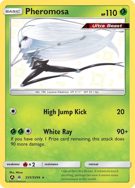 Pheromosa Pokemon card from Hidden Fates: Shiny Vault