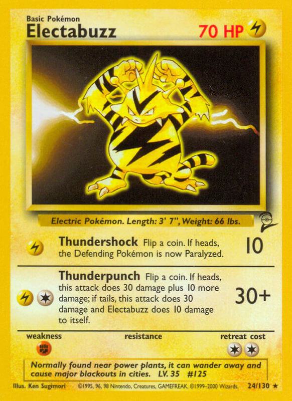 Electabuzz Pokemon card from Base Set 2