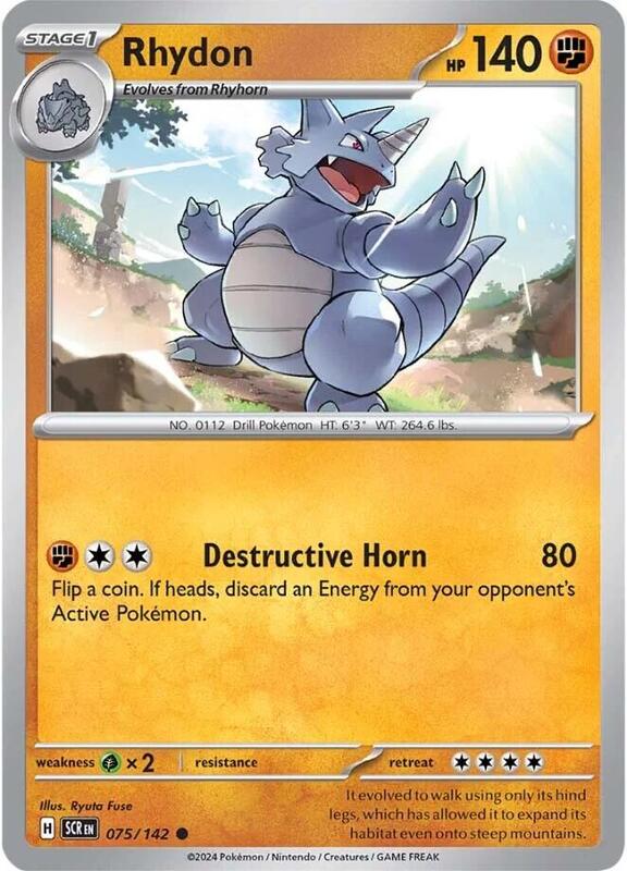 Rhydon Pokemon card from SV07: Stellar Crown