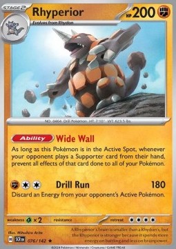Rhyperior Pokemon card from Stellar Crown