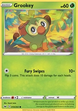 Grookey Pokemon card from Sword Shield