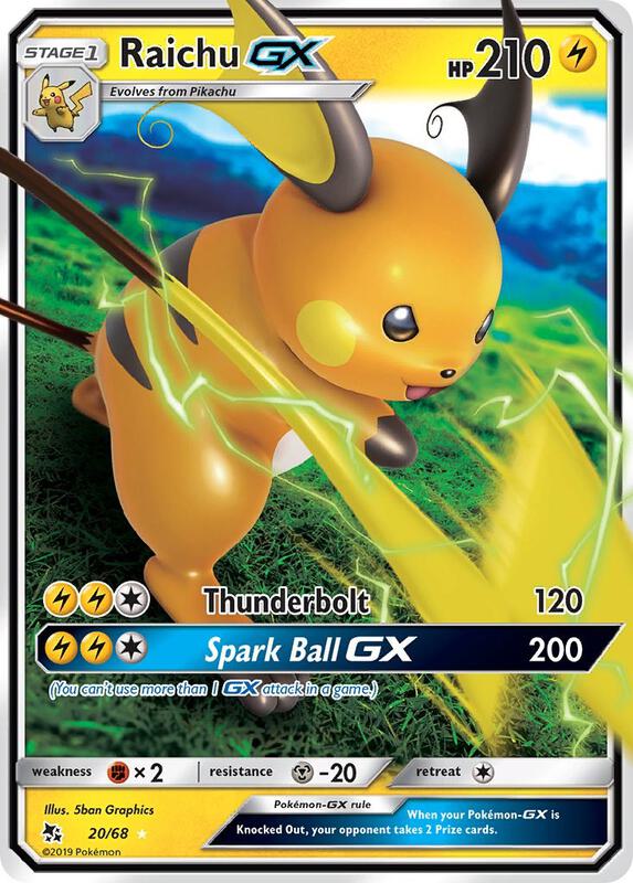 Raichu GX Pokemon card from Hidden Fates