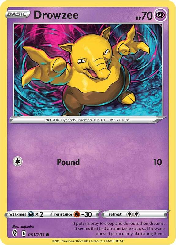 Drowzee Pokemon card from SWSH07: Evolving Skies