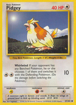 Pidgey Pokemon card from Base Set