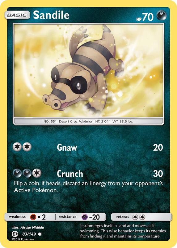 Sandile Pokemon card from SM Base Set