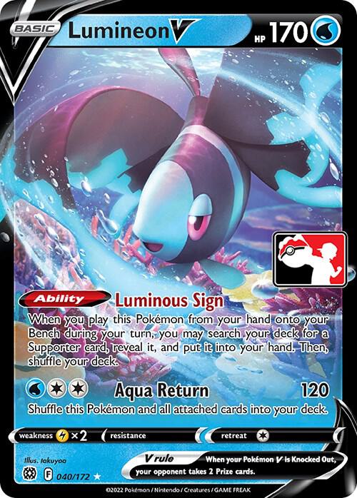 Lumineon V Pokemon card from Prize Pack Series Cards