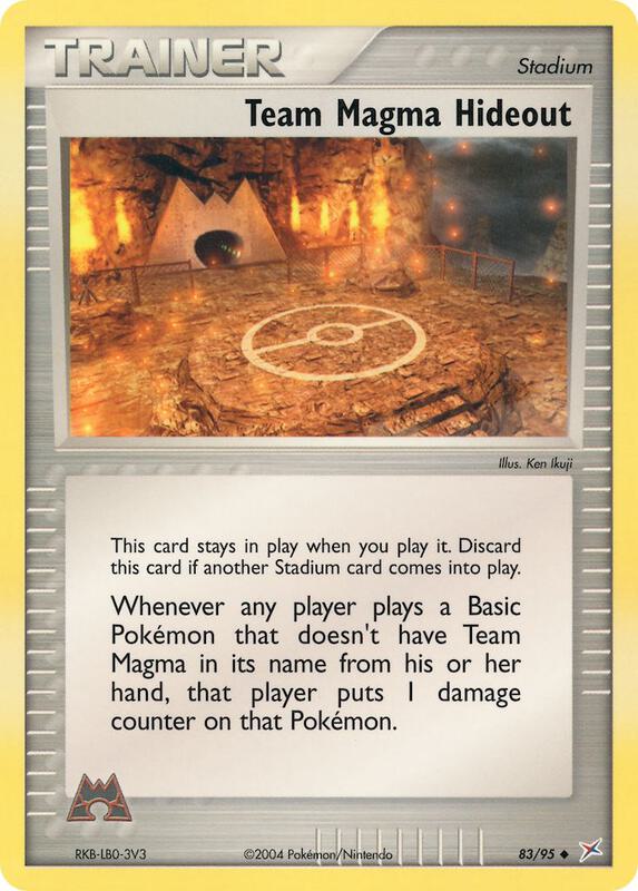 Team Magma Hideout Pokemon card from Team Magma vs Team Aqua